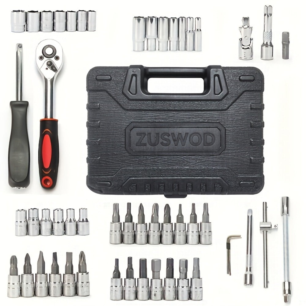 Impact Socket Set 53/54/194/518PCS – 3/8" Drive CR-V Steel | Metric 8-22mm & Imperial 5/16"-3/4" | Complete Socket Kit for Car Repair, DIY & Mechanics | Best Gift for Men