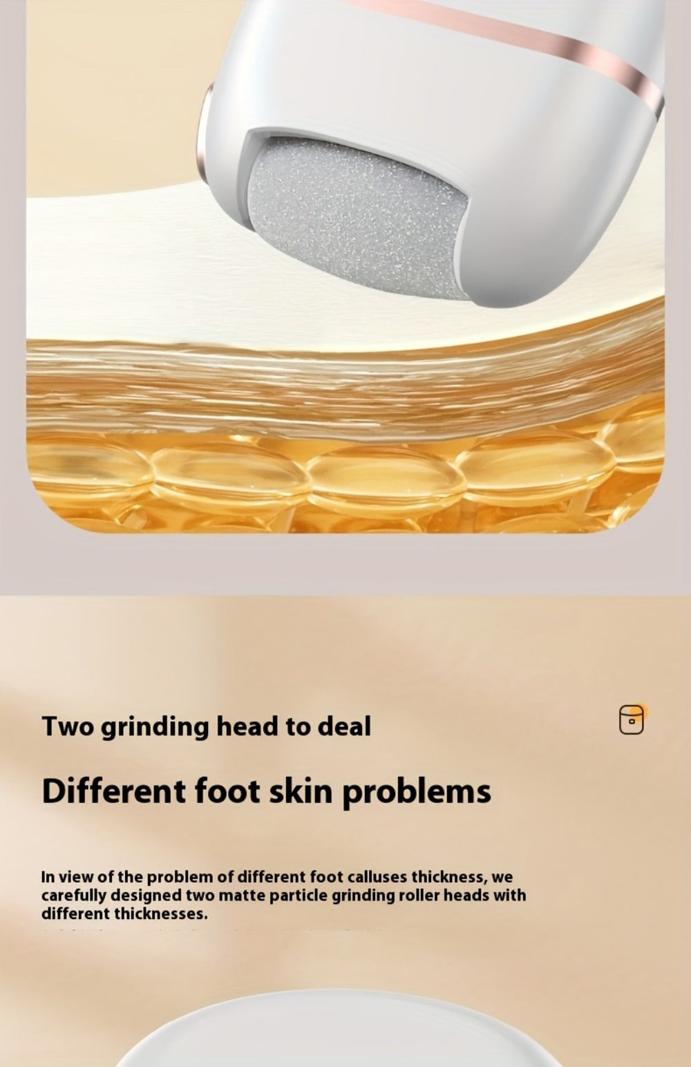 Callus Remover for Feet Electric Rechargeable Foot Grinder with 3 Grinding Heads & 2 Speed Settings – USB Portable Pedicure Tool for Cracked Heels Dry Dead Skin Removal Women Men