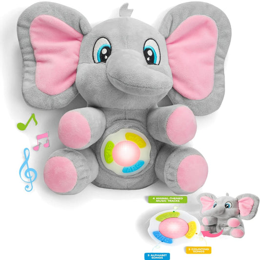Musical Elephant Plush Toy with Light-Up Details and Music