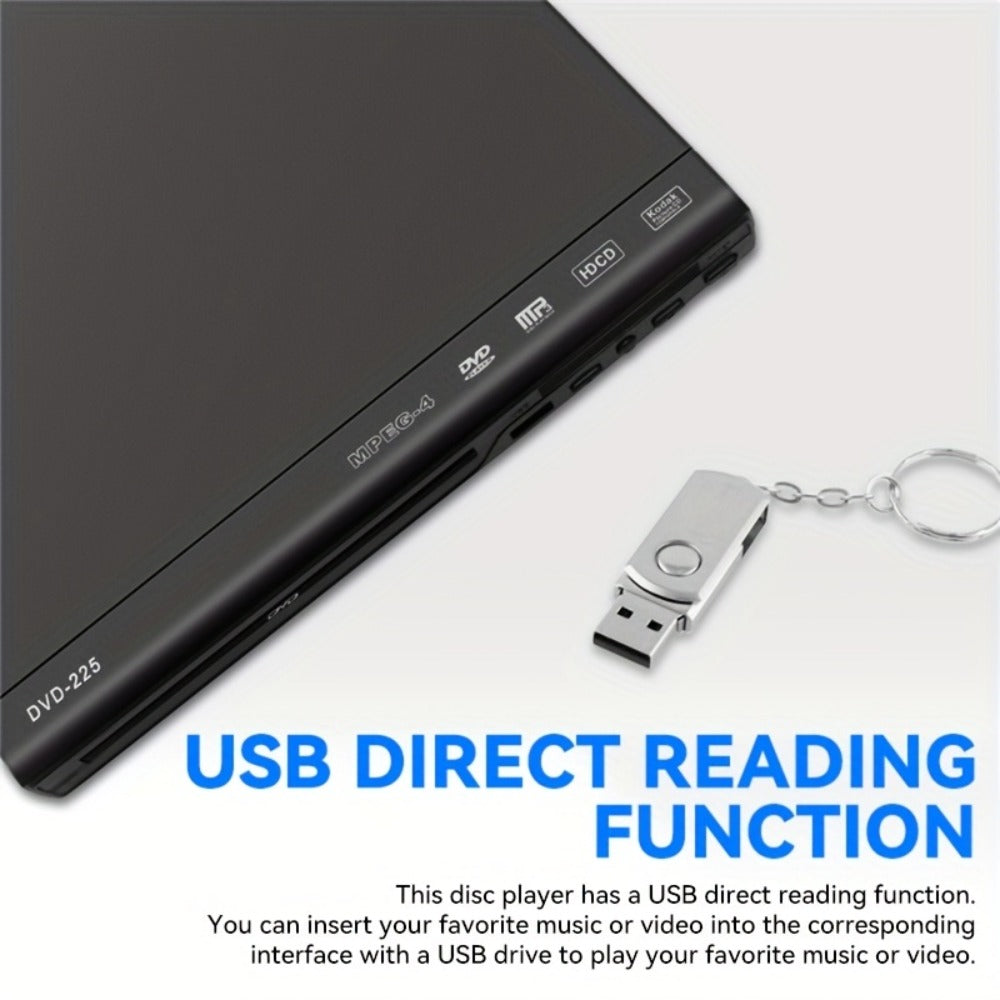 1080P Full Region DVD Player for Elderly, HD AV Output USB Direct Read Smart Error Correction, Easy Home DVD Player with Remote Control, Supports DVD CD VCD SVCD & USB Flash Drive
