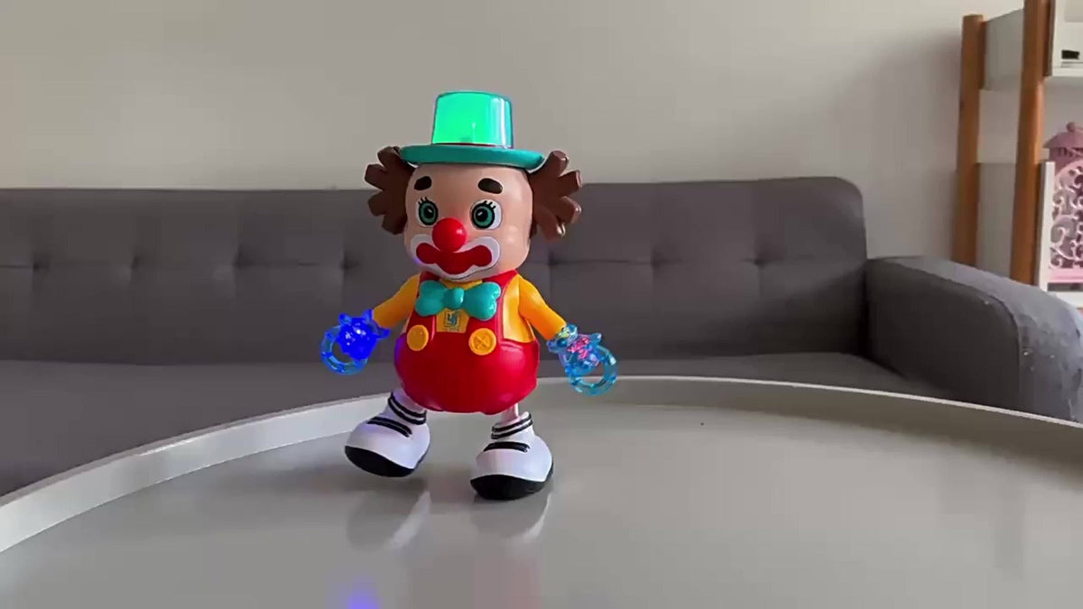 Dancing Clown Toy Doll with Light & Music, Swinging Fidget Toy for Kids Boys & Girls, Funny Weird Halloween Decoration, Christmas Birthday Gift for Children Ages 3+