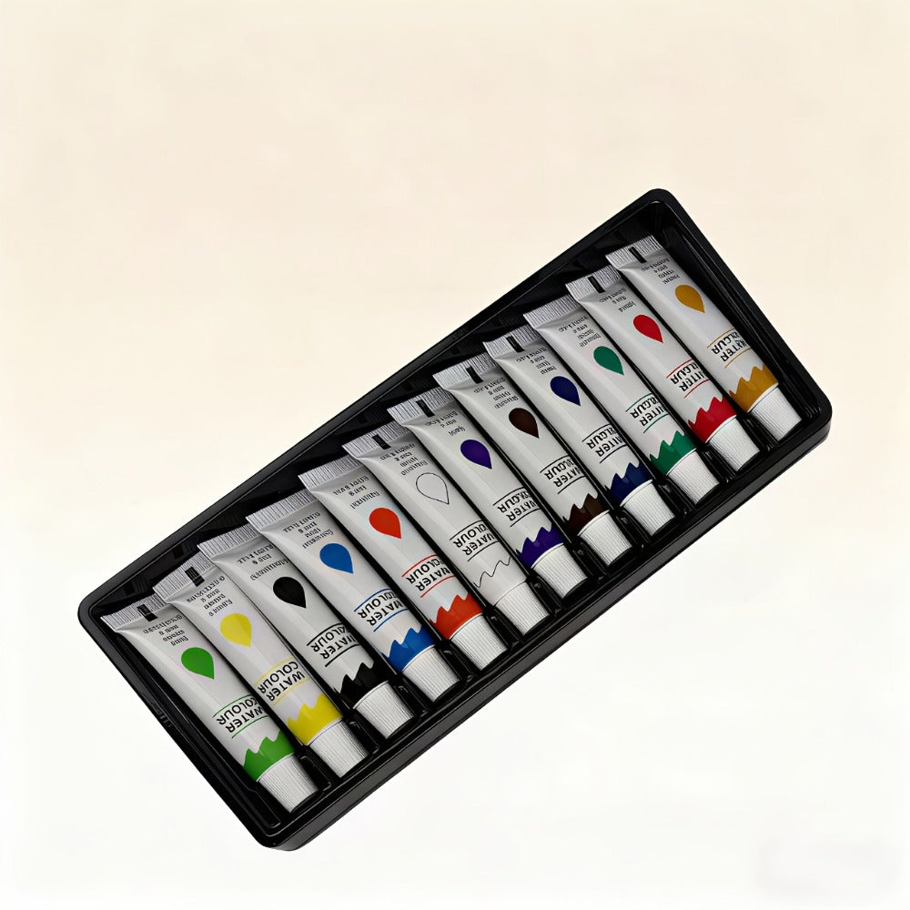 Portable Watercolor Paint Set 24 Colors with 15-Grid Palette 3 Brushes and 6 Accessories Pocket Painting Kit for Outdoor Sketching Travel Artists Kids Adults