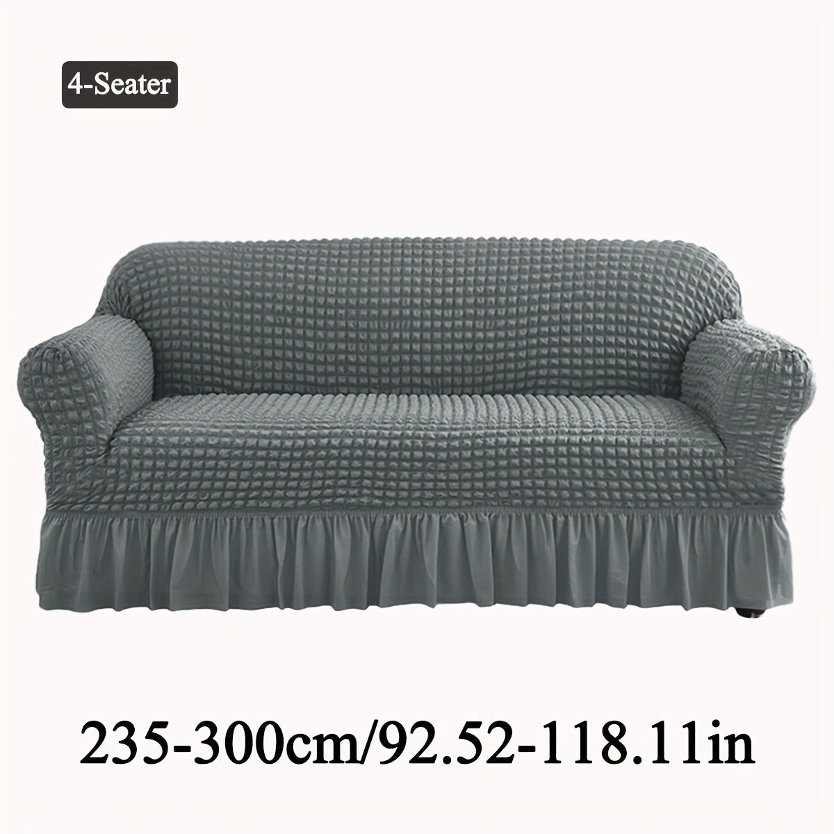 Seersucker Sofa Slipcover Elastic Band Closure Pet-Friendly All-Purpose Sofa Cover for Living Room Home Decor Protection — Single 2 4 Seater Multiple Colors