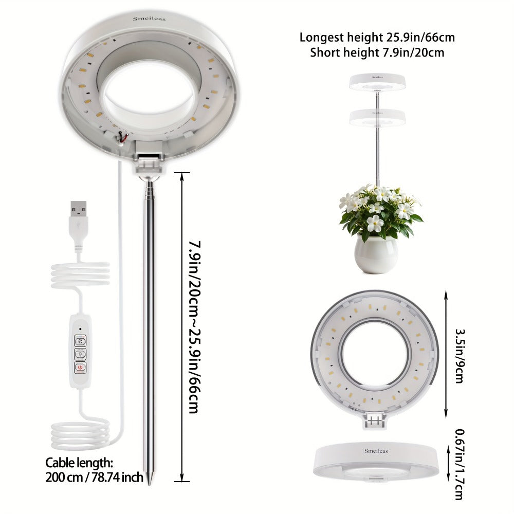 Full Spectrum LED Grow Lights for Indoor Plants – 3-Pack with Auto Timer 3/6/9H, 4 Dimmable Levels & Adjustable Height | Desk Lamp for Seedlings, Herbs, Succulents & Houseplants
