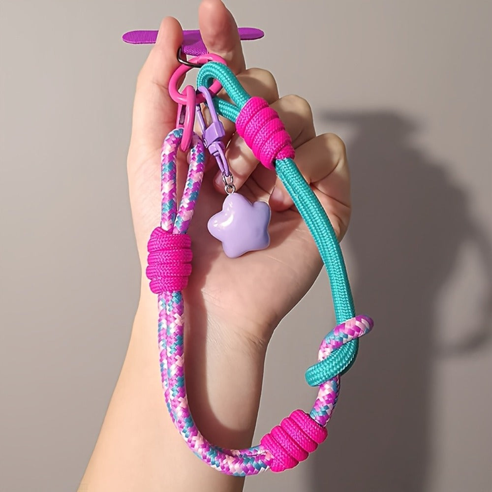 Nylon Phone Lanyard with Star Pendant Dual-Use Crossbody & Wrist Strap Adjustable Durable Neck Strap – 6 Colors for Outdoor Hiking Travel Festival Women Girls Teens Gift