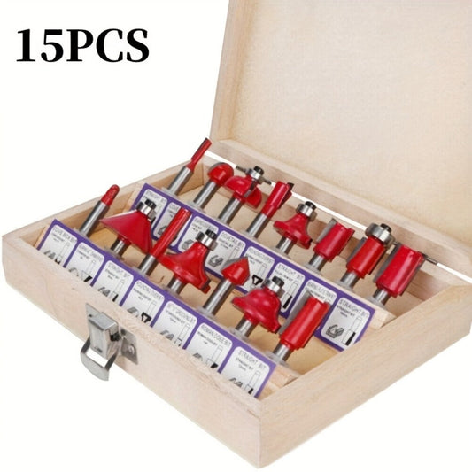 Carbide Router Bit Set, 1/4-Inch Shank, 15 or 100 Pieces for Woodworking
