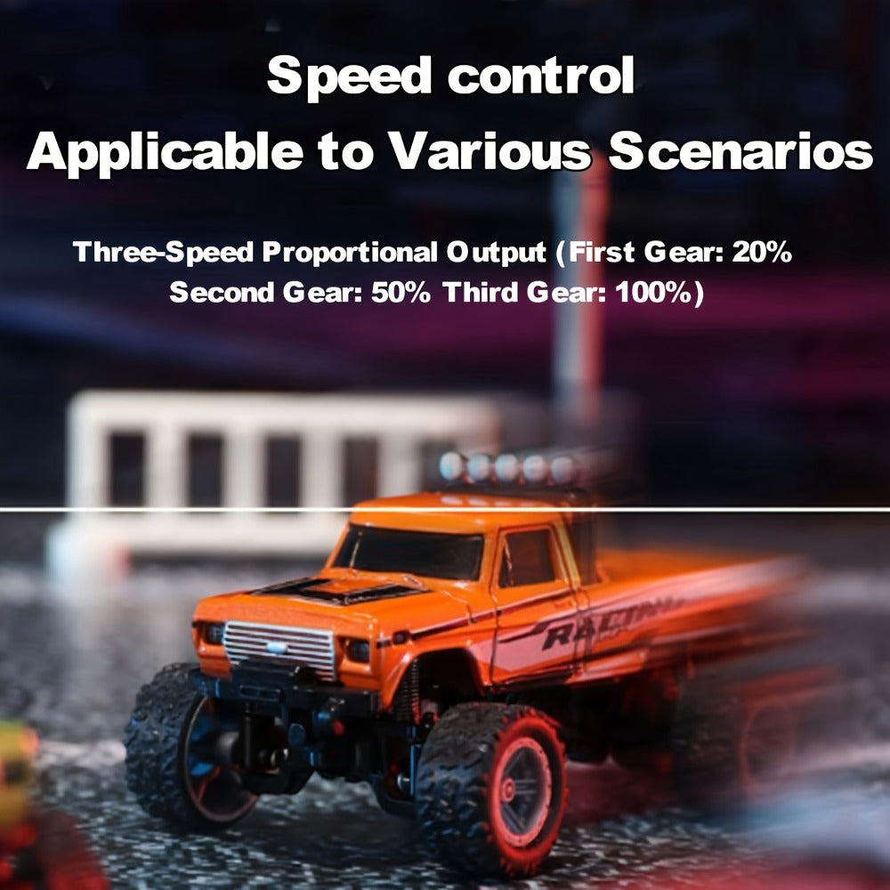 Mini RC Car – 1/64 Scale Alloy Off-Road Monster Truck with 2.4GHz Remote & Shock Absorbers