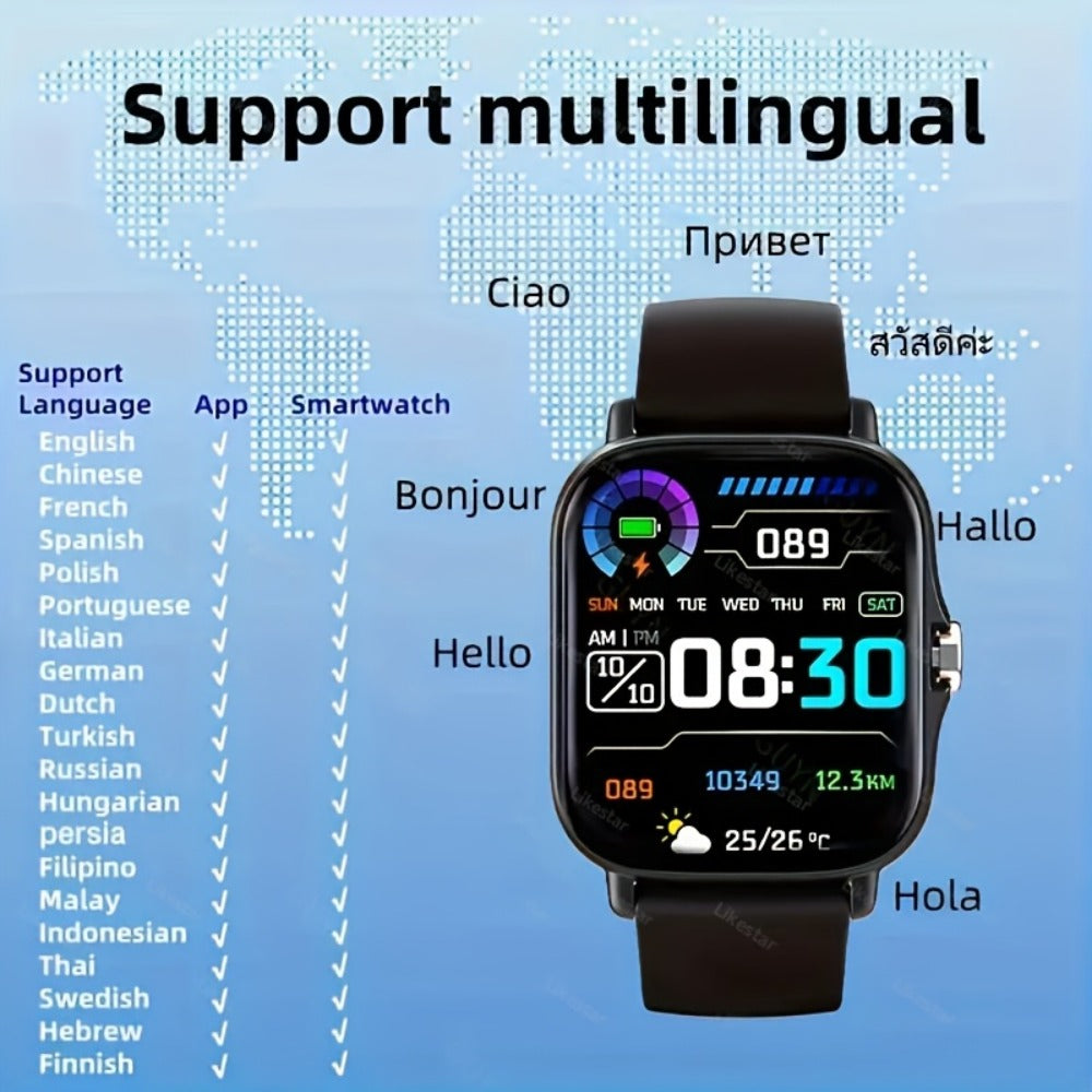 Email Display Smartwatch 1.83" Full Touch – Wireless Calling, Pedometer, Activity Tracker, Multi-Exercise Modes, Dual TPU Strap, USB Rechargeable – Unisex Fitness Watch Pink Silver Black Gold