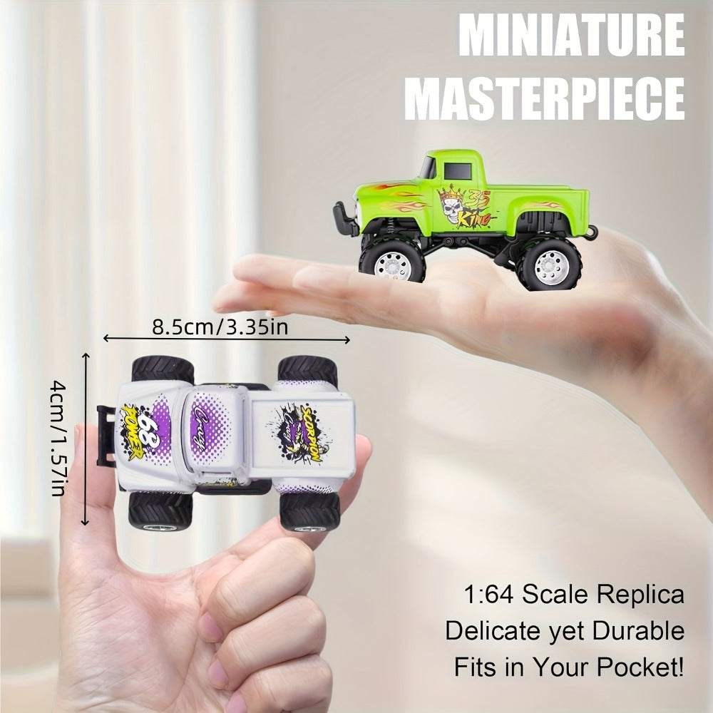 1:64 Scale Die-Cast RC Monster Truck 2.4GHz High-Speed Off-Road Vehicle with LED Headlights, Multiple Control Modes & Adjustable Speed – Toy Gift for Boys & Girls (5 Colors)