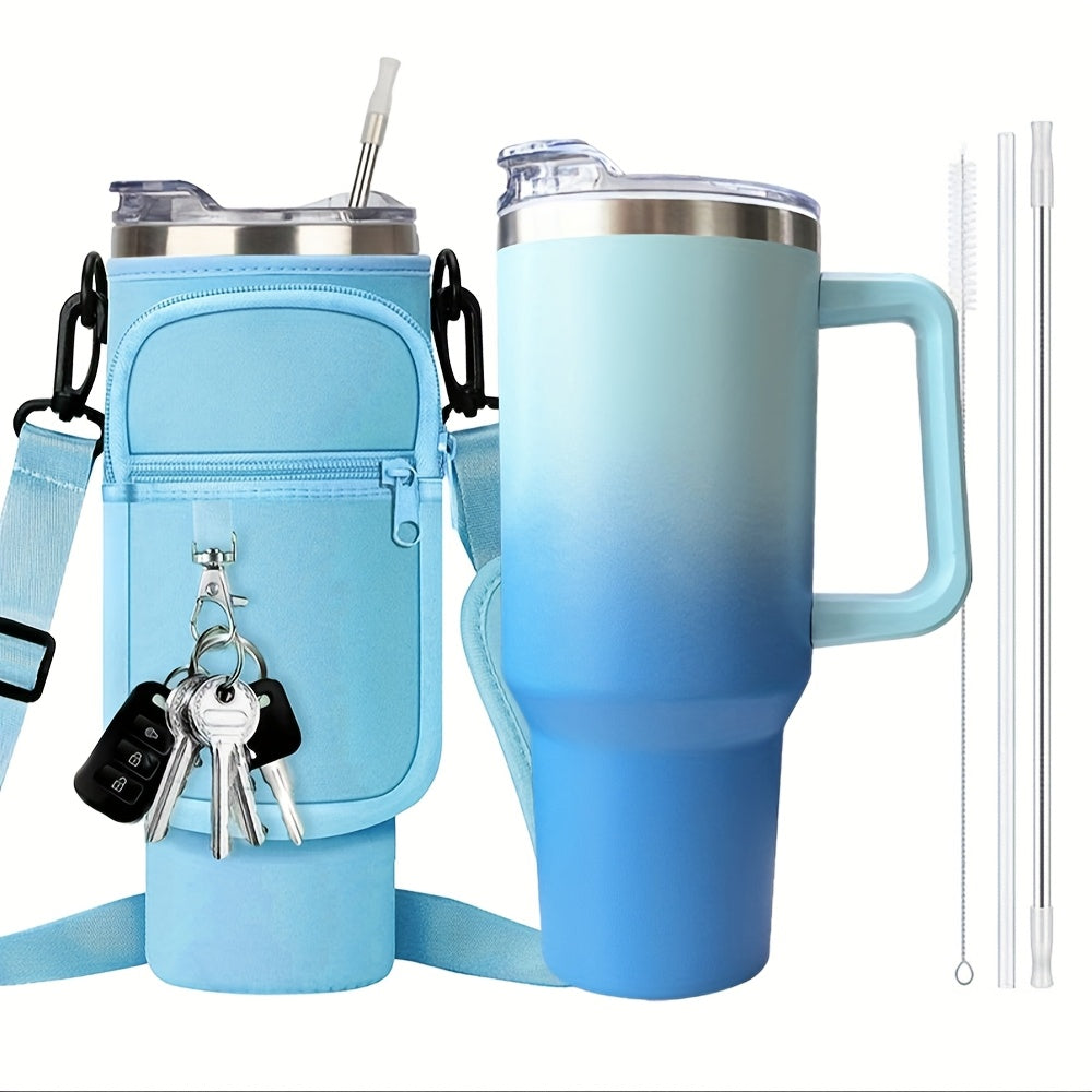 40oz Tumbler with Handle and Straw – Insulated Stainless Steel Water Bottle, Leak-Proof Lid, Cup Holder Friendly, 34H Cold / 8H Hot, Carrier Bag Included, Gift for Women & Men, 5 Colors (Sports, Gym, Travel)