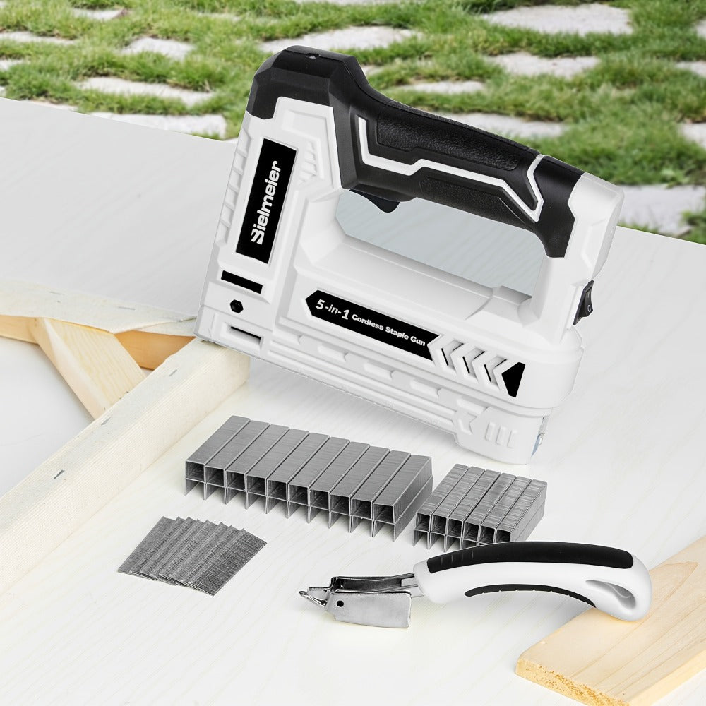 Cordless Stapler Brad Nailer 2-in-1 4V / 20V No Compressor – Lightweight with Battery, Charger & 1600pcs Nails & Staples, for Carpentry, Home Improvement, Upholstery & DIY – Multiple Colors & Upgrade Versions