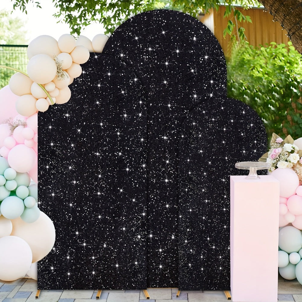 Sequin Wedding Arch Cover Set 3pcs – 6ft 6.6ft 7.2ft Metallic Spandex Payette Glitter Arch Backdrop Cover for Wedding Ceremony, Birthday Party, Bridal Shower & Event Decoration | Fits Most Arch Stands