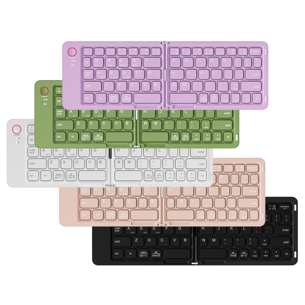 Folding Wireless Keyboard KLZO B023 Dual-Fold Magnetic – Slim Portable Bluetooth Keyboard, Ultra-Long Battery Life, Multi-Device Compatible for iPhone, iPad, Android, Windows, Mac | White, Green, Black