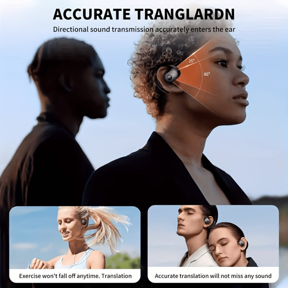 100 Language Real-Time Translation TWS Earphones Coconut Ball Pendant Wireless Earbuds Conference Recording Noise Canceling Mic Touch Control Fast Charging Type-C Free Lanyard for Travel Business