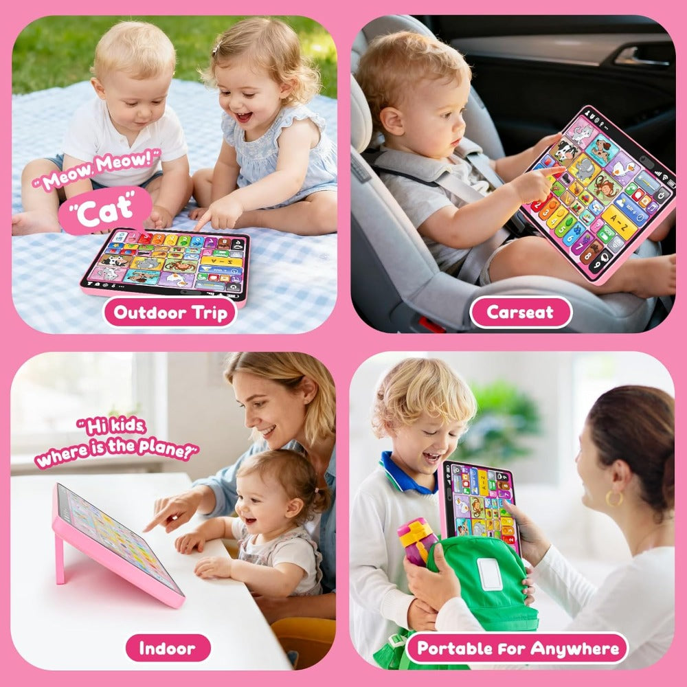 Trilingual Toddler Learning Tablet Toy — 39 Buttons 4 Play Modes Alphabet Numbers Colors Animals Music, Speech Therapy & Language Development Toy for Baby 12 Months+ Boys Girls, Birthday Christmas Gift