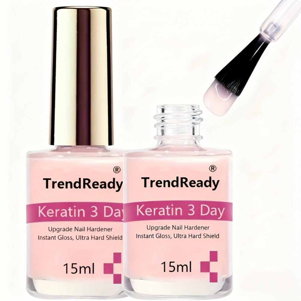 Nail Strengthener 2 Pack 4-in-1 Natural Protein Hardener — Extra Strong Fast Drying Nail Growth Treatment Base Coat for Weak Brittle Splitting Nails, Women Men All Nail Types
