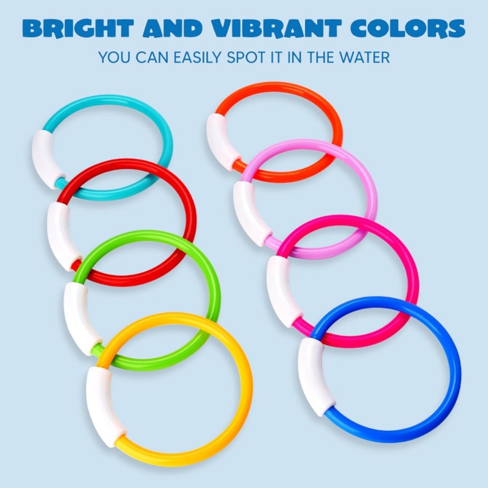 Diving Rings Pool Toys, 8-Piece Underwater Retrieval Set