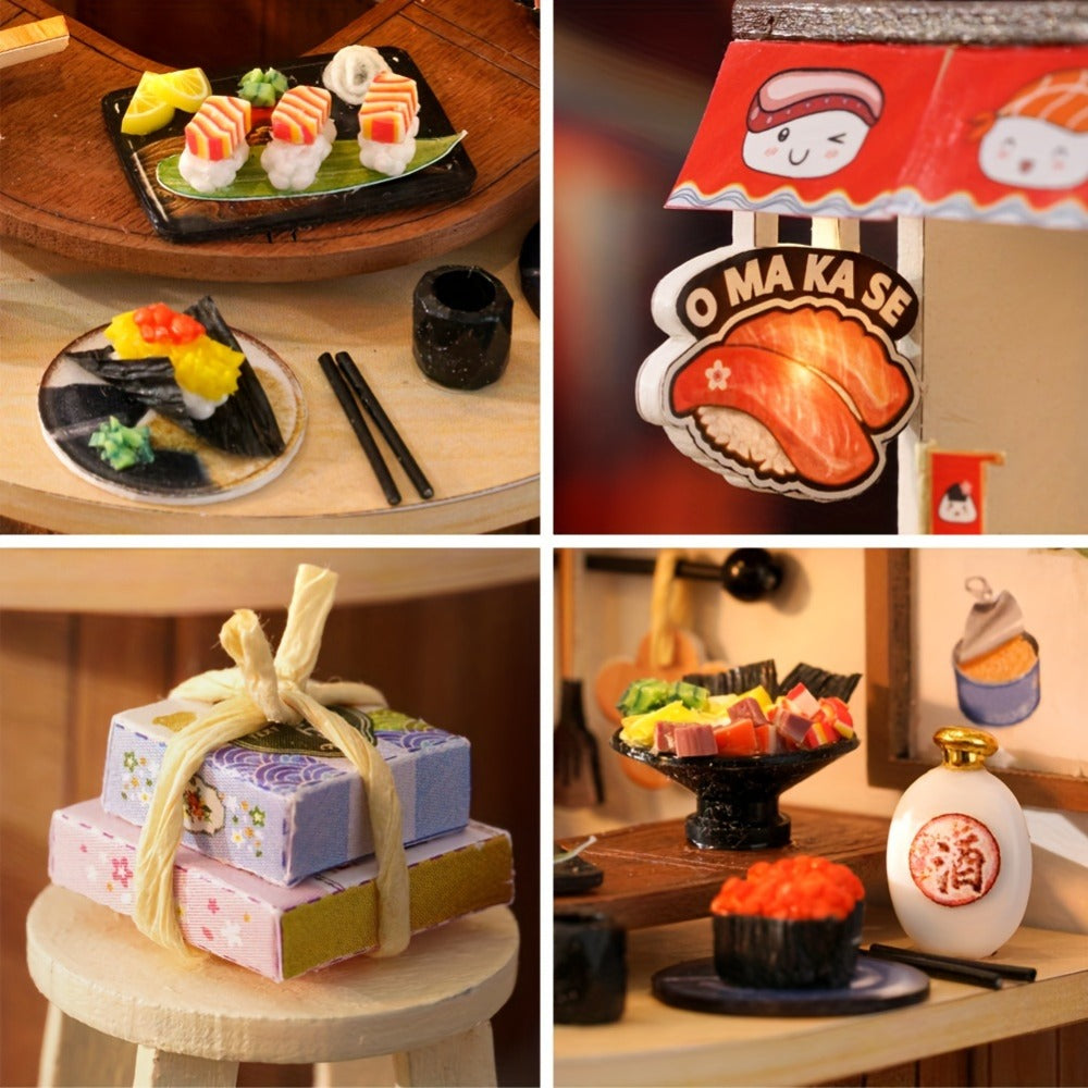 DIY Wooden Miniature House Kit with Dust Cover in Three Themes