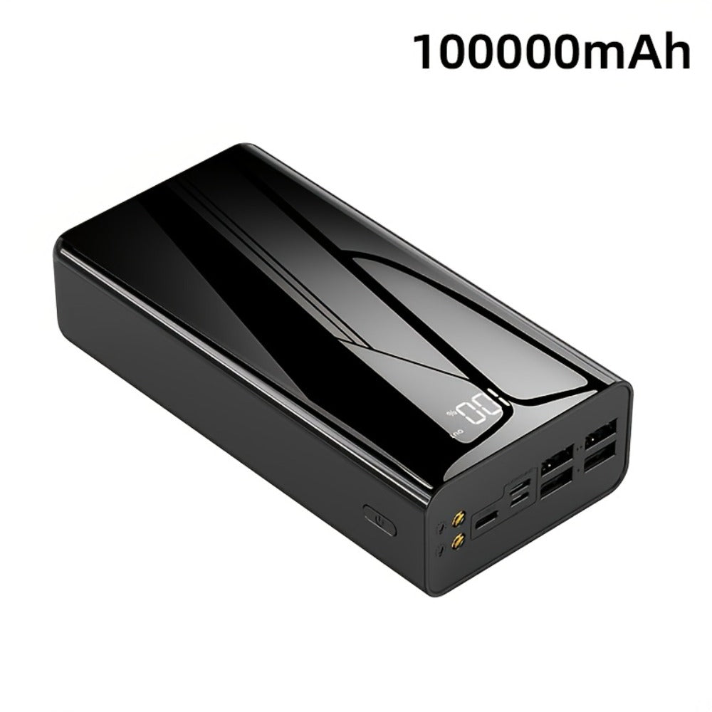4-Port 100000mAh High Capacity Power Bank 30000mAh 50000mAh 80000mAh, Type-C Fast Charging LED Display Outdoor Emergency Backup Battery Pack for iPhone Android Samsung Tablets – Black Red Available