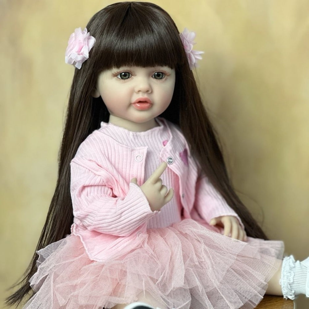22-Inch Standing Reborn Baby Doll with Full Vinyl Body and Accessories
