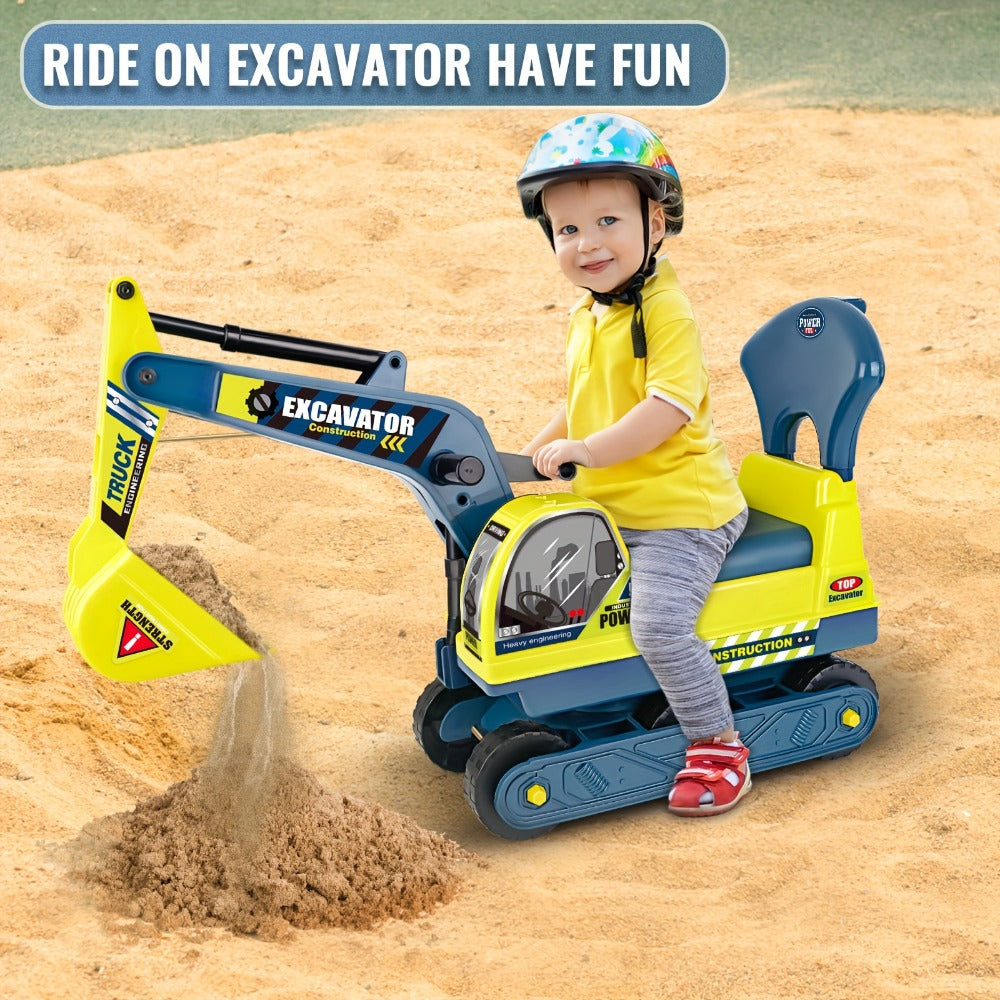 Ride-On Excavator Toy with Working Scoop for Beach and Sandbox Play