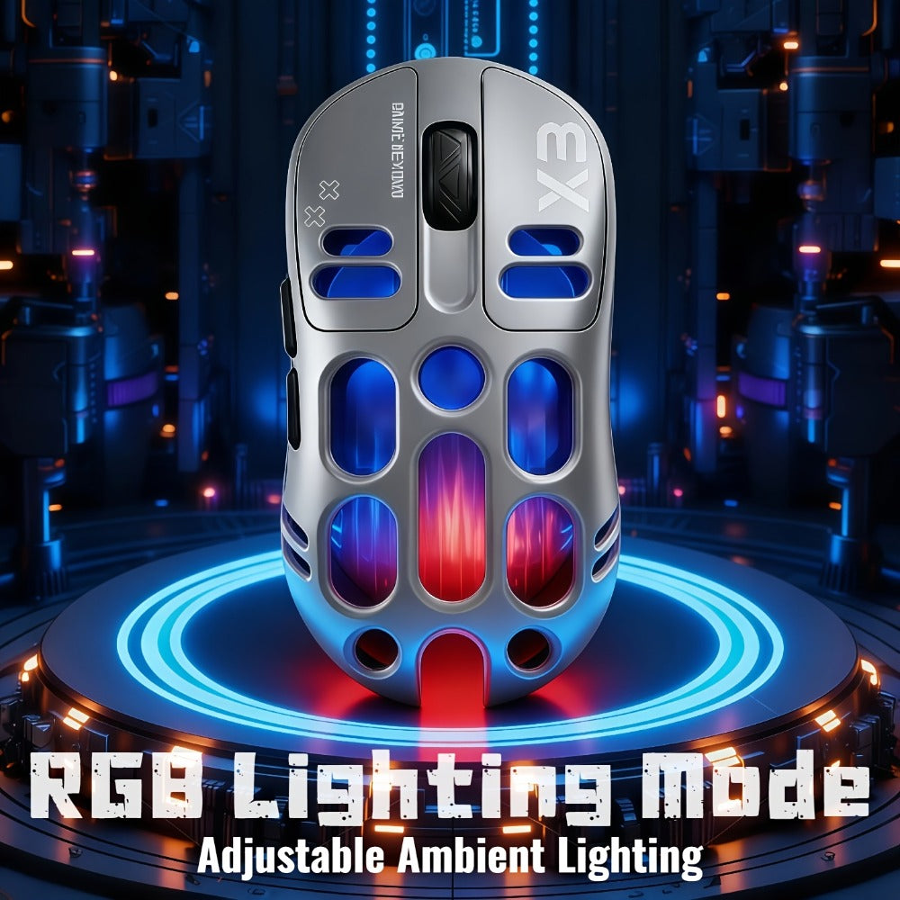 Bluetooth 5.0 2.4G Dual Mode Wireless RGB Gaming Mouse Silent 6 Button Ergonomic USB-C Rechargeable Breathing Light for PC Laptop Mac Tablet Office Gaming Tech Black Star Black White Gray