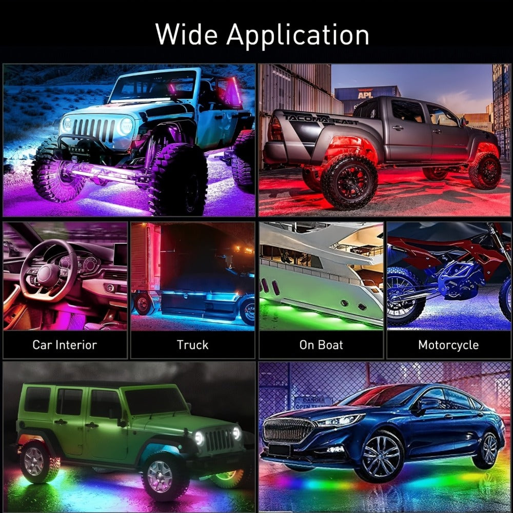 Car LED Atmosphere Light Panels APP & Wireless Control - External Decorative 2-Piece Set Multiple Scene Modes 23.62x35.43in for Cars Trucks SUVs Car Show Night Driving Customization
