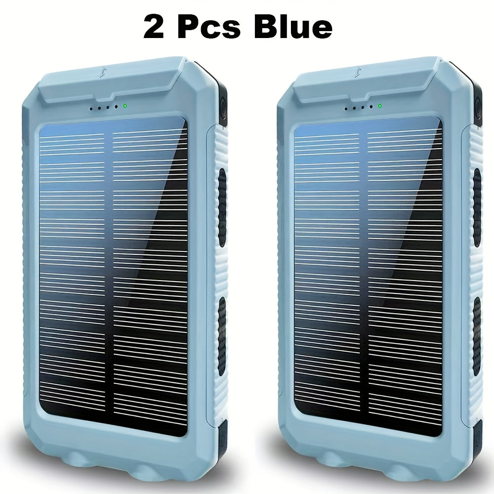 2-Pack Solar Power Bank 20000mAh 40000mAh Portable Dual USB Fast Charging with Built-In LED Flashlight - Emergency Solar Charger for Hiking Camping Outdoor Survival, Compatible with iPhone Android Samsung