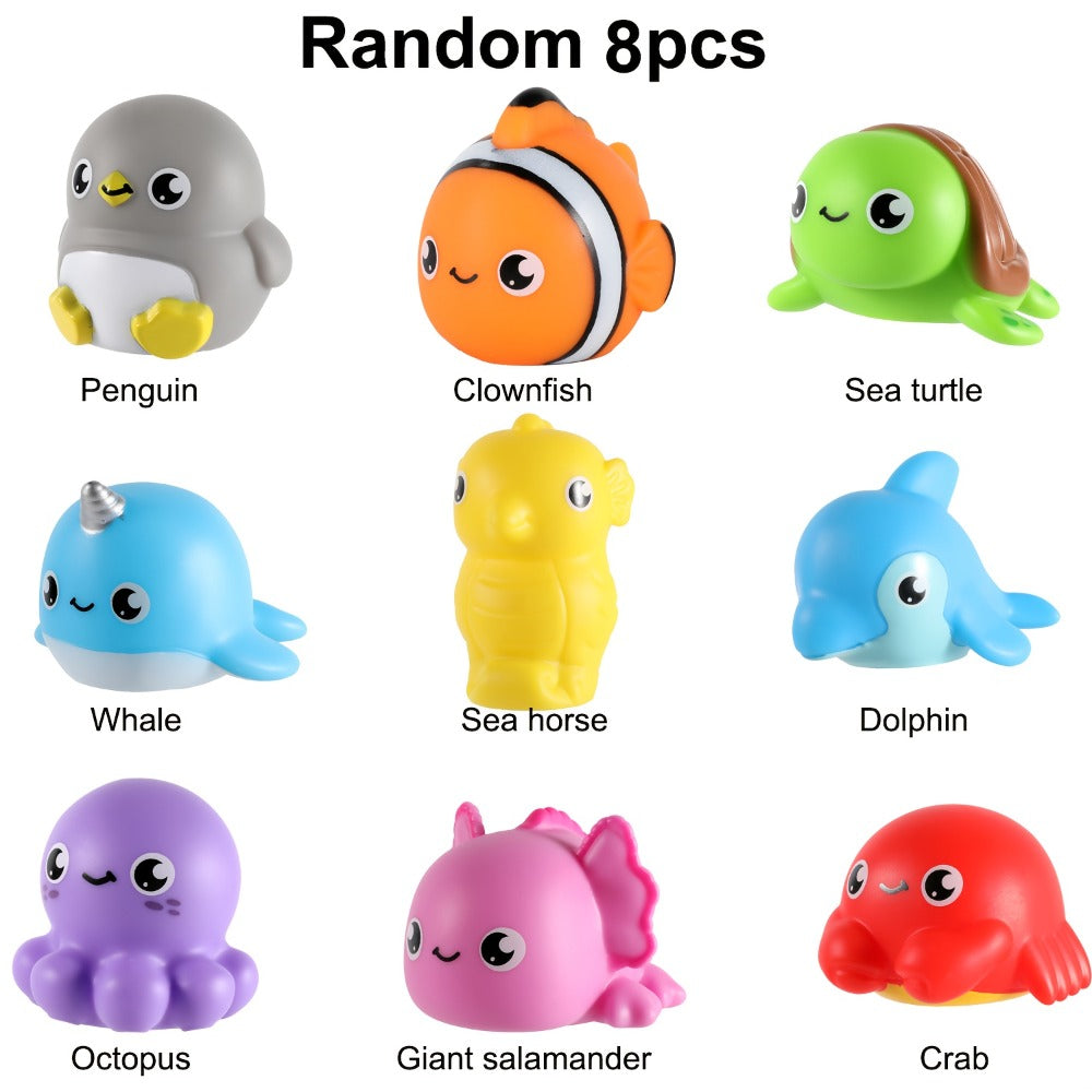 Ocean Animal Light Up Bath Toys 6 8 10 Pack – Glowing Sea Creature Floating Bathtub Toys for Baby Toddlers, Water Pool Toys for Boys & Girls, Random Colors Bath Time Gift Set