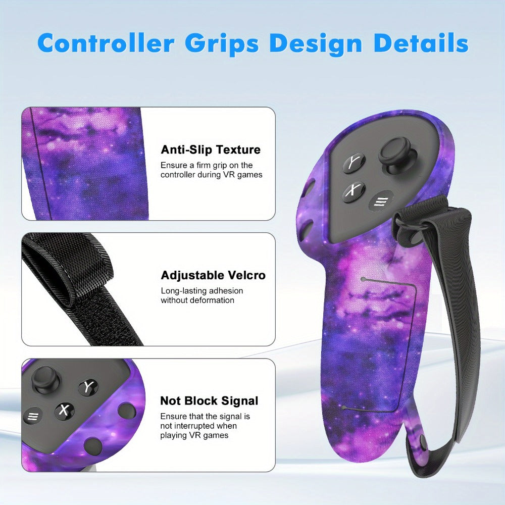 Meta Quest 3S Silicone Cover Set - VR Face Cover Shell Controller Grip Case Camera Lens Protector Full Protection Accessories Kit for Meta Quest 3S