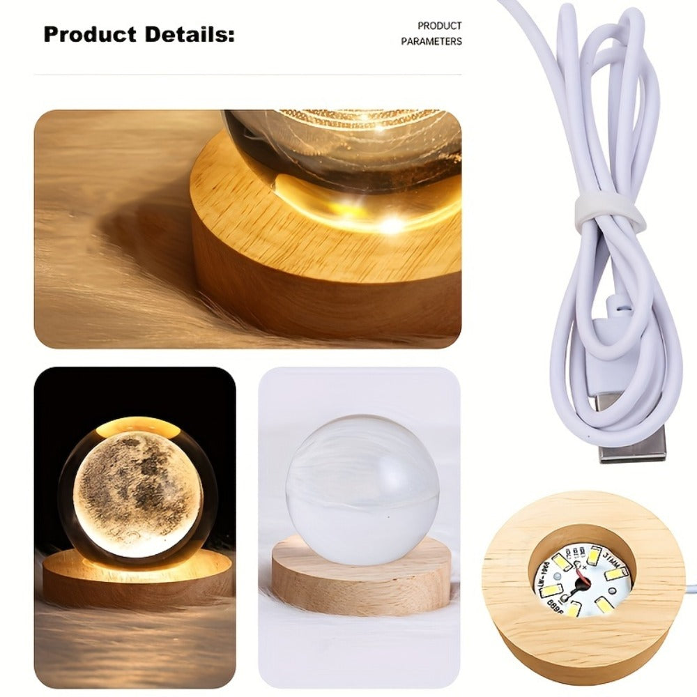 Starry Sky Crystal Ball Night Light – 3D Blue Galaxy Glass Sphere LED Desk Lamp, Creative Tabletop Decor Light for Bedroom, Unique Gift for Holiday Party Birthday (Blue Starry Sky)