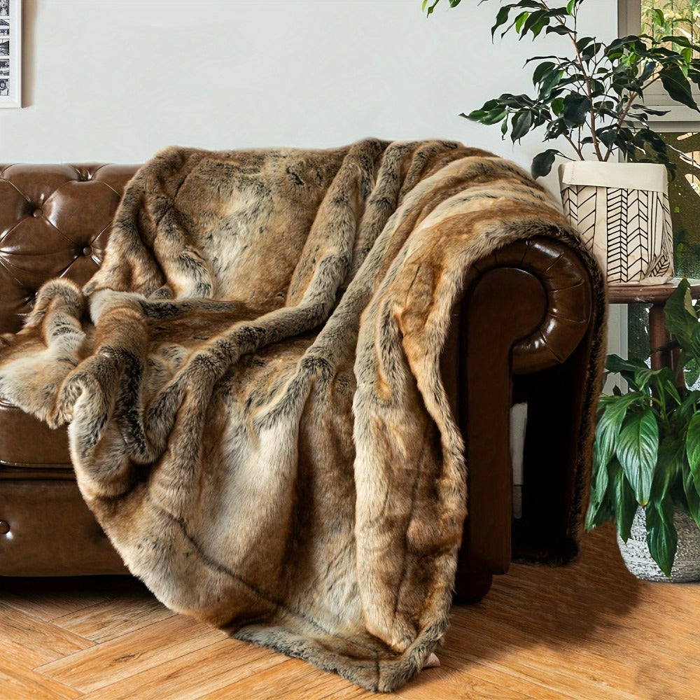 Long Hair Fluffy Reversible Plush Velvet Throw Blanket – 300-350gsm Soft Elegant Throw for Couch & Bed, 6 Colors, 2 Sizes