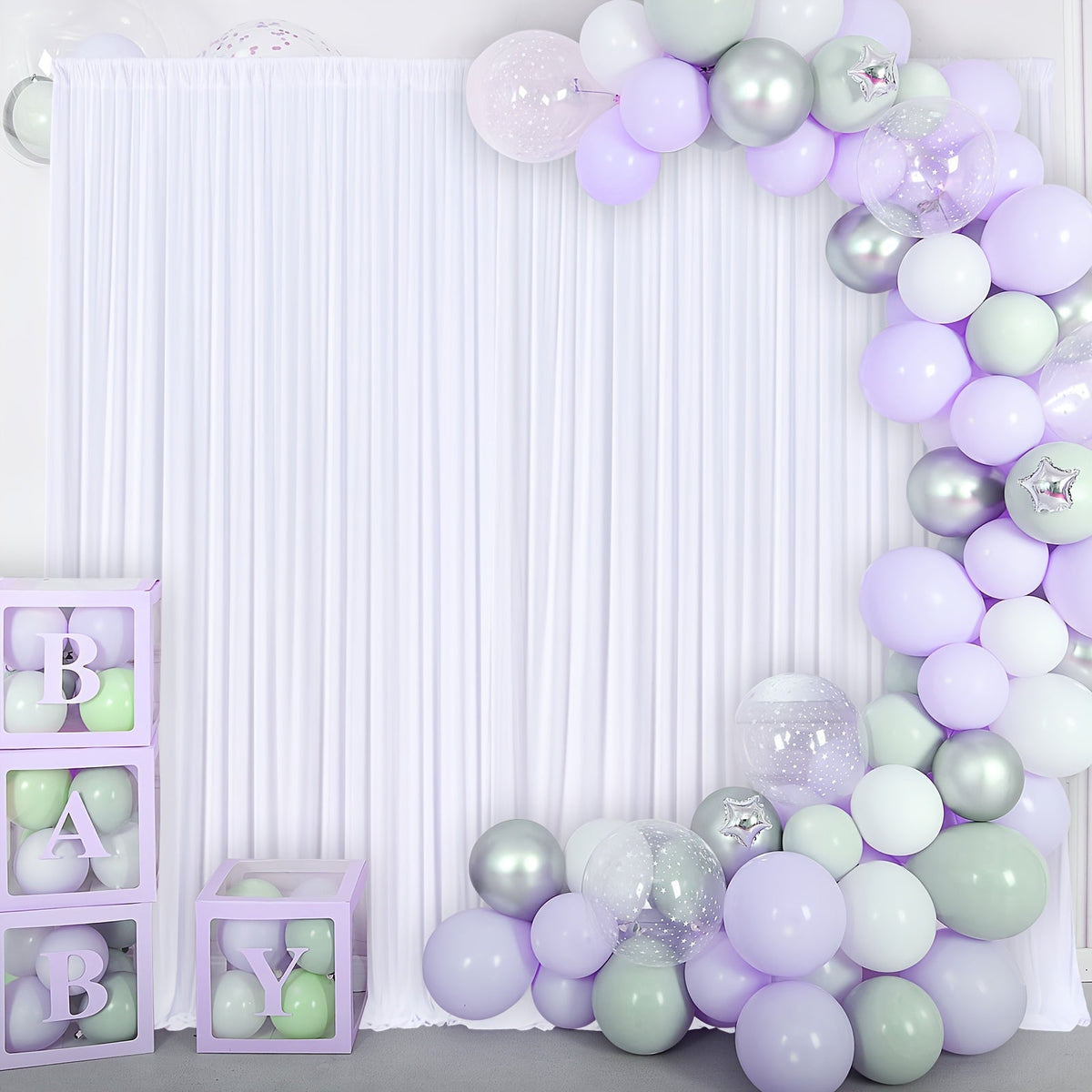 10x10Ft Polyester Photography Backdrop 2-Pack – Photo Booth Background Curtain for Party, Birthday, Wedding, Holiday, Stage & Exhibition Decoration, Wrinkle-Free, Machine Washable, Easy Pole Install