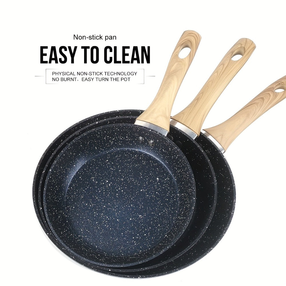 Non-Stick Frying Pan Set 3-Piece 7 9.5 11 Inch – Dishwasher Safe Skillet Set with Insulated Handle | Induction Compatible Home Kitchen Pans in Beige Grey & Black | Durable Even-Heating Cookware