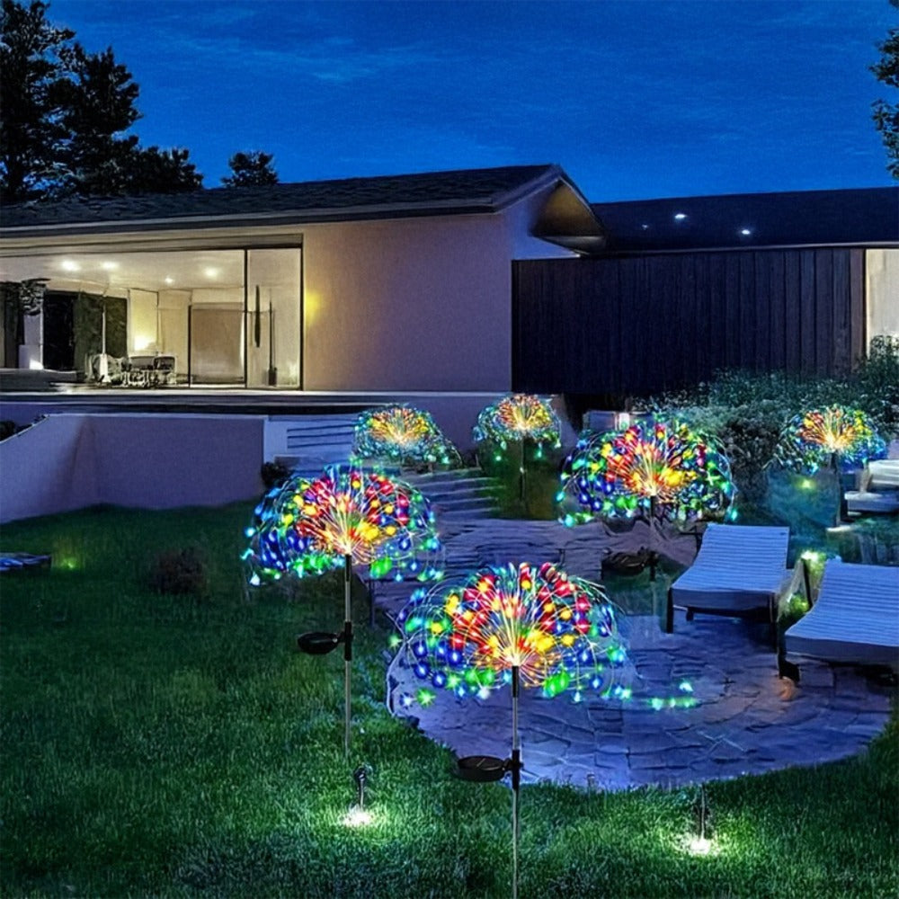 Solar Firework Lights Outdoor Smart Sensor 8 Modes – 90 280 420 520 LED Garden Starburst Lights for Patio Walkway Pathway Party Wedding Warm White Multicolor 1 4 6 8 12 Pack