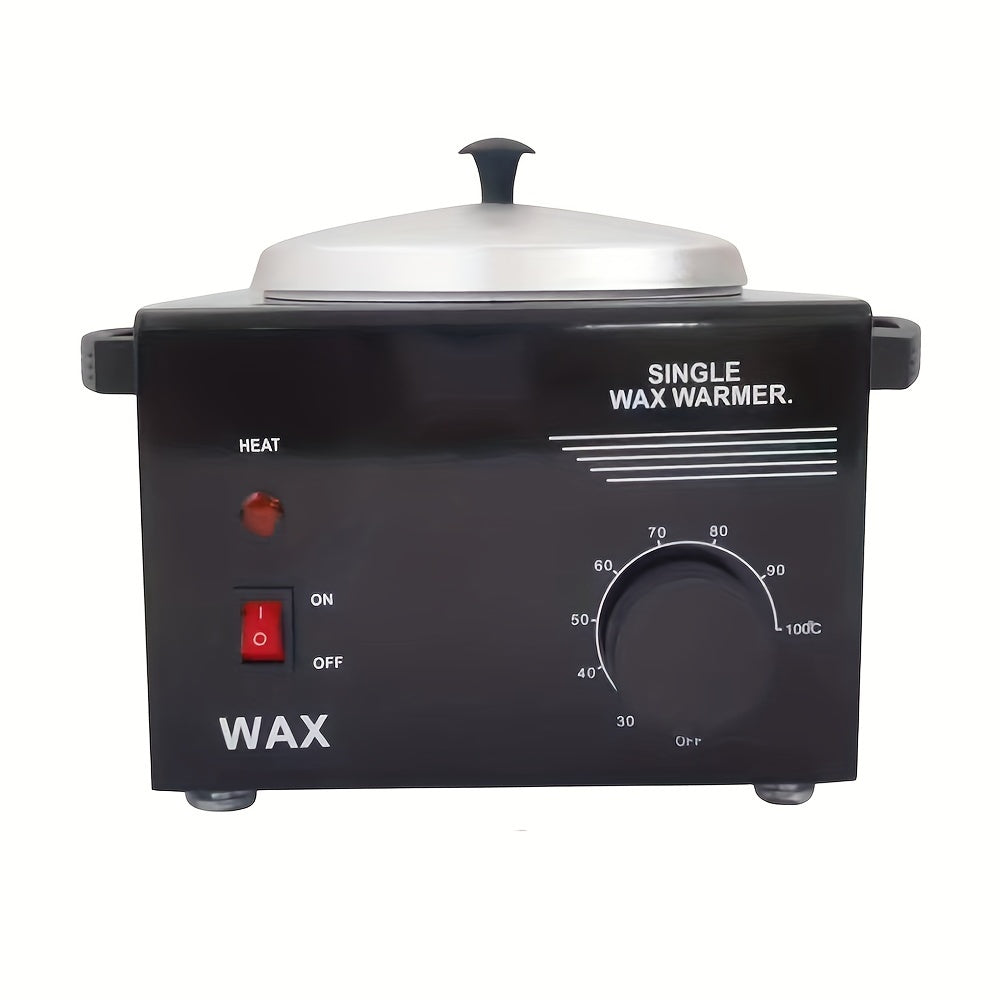 Electric Wax Warmer Kit Adjustable Temperature 0-100°C Aluminum Pot Anti-Scald — Professional Hair Removal Wax Heater Machine for Body Legs Arms Face, SPA Salon Home Use, White & Black