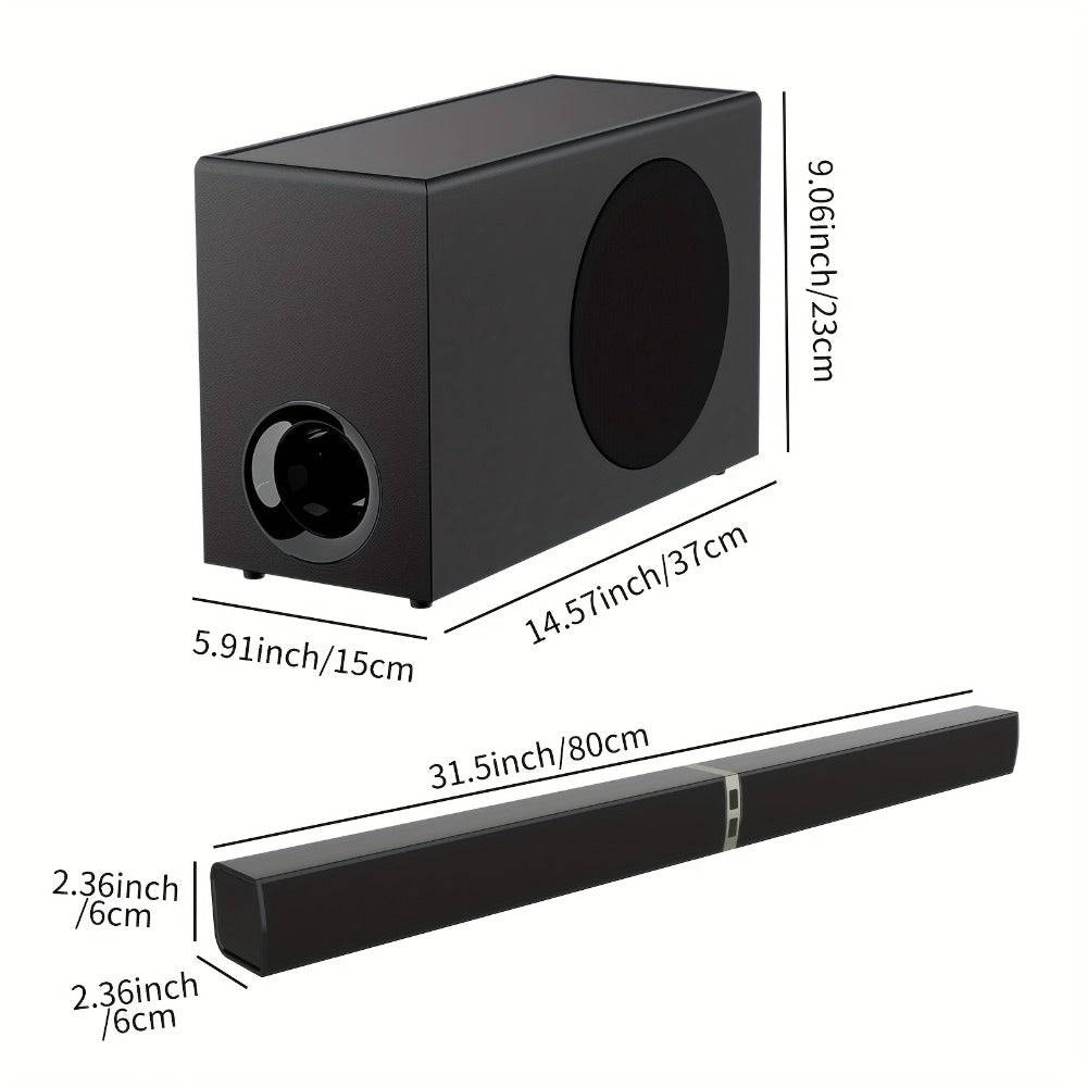 Soundbar with Subwoofer 2.1CH Home Theater Sound Bar for Smart TV, Deep Bass Wireless Bluetooth 5.0, ARC Optical AUX, Detachable Tower Speakers, Infrared Remote, for Movies Music Gaming