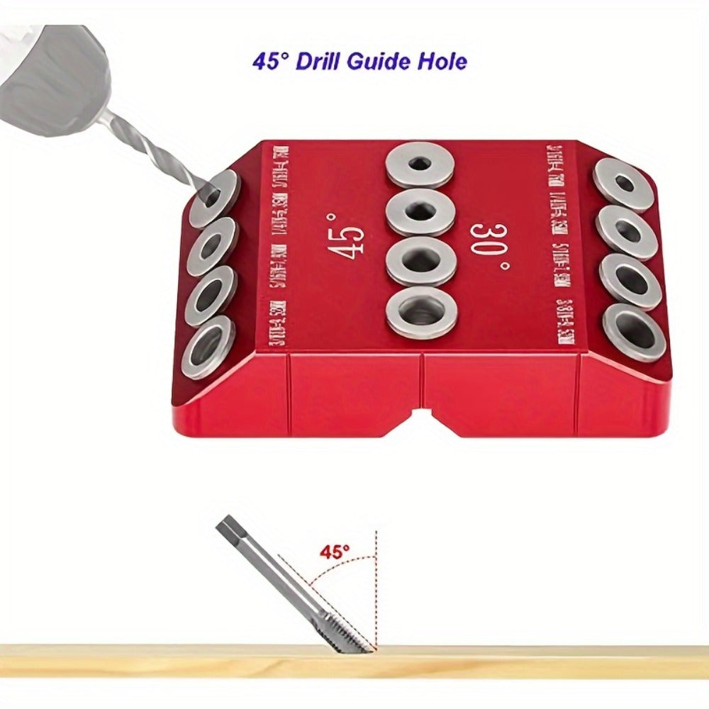 Metal Drill Guide Jig 30° 45° 90° with Allen Wrench – Precise Multi-Angle Drilling for Cable Railing, Lag Screw, Deck Post & Stair Handrail Installation