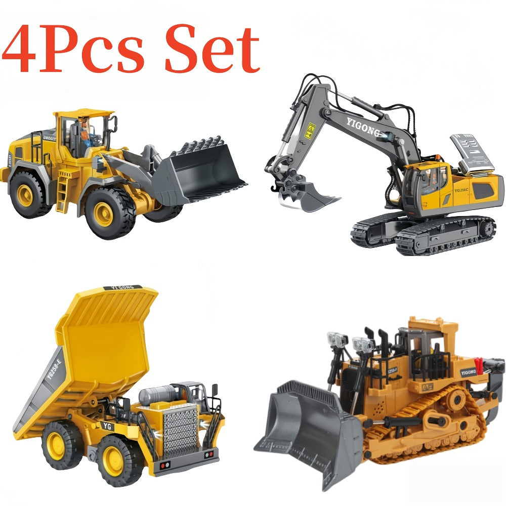 RC Construction Vehicle Set, 2.4GHz 12-Channel Excavator, Dump Truck, Bulldozer & Loader
