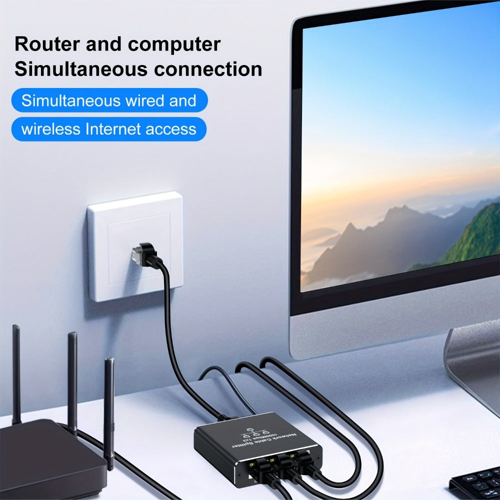Gigabit Ethernet Splitter 1 to 3 – 1000Mbps PoE Network Splitter, 1 In 3 Out RJ45 Adapter for PC, Laptop, Router, TV, Starlink | Cat5/5e/6/7/8 Compatible, USB Powered, No Config Needed