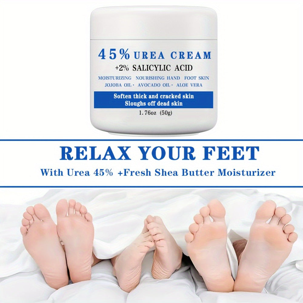 45% Urea Foot Cream with 2% Salicylic Acid – Cracked Heel Repair Lotion for Dry Rough Thick Skin Exfoliating Dead Skin Softening & Repairing Foot Care Treatment 1.76oz