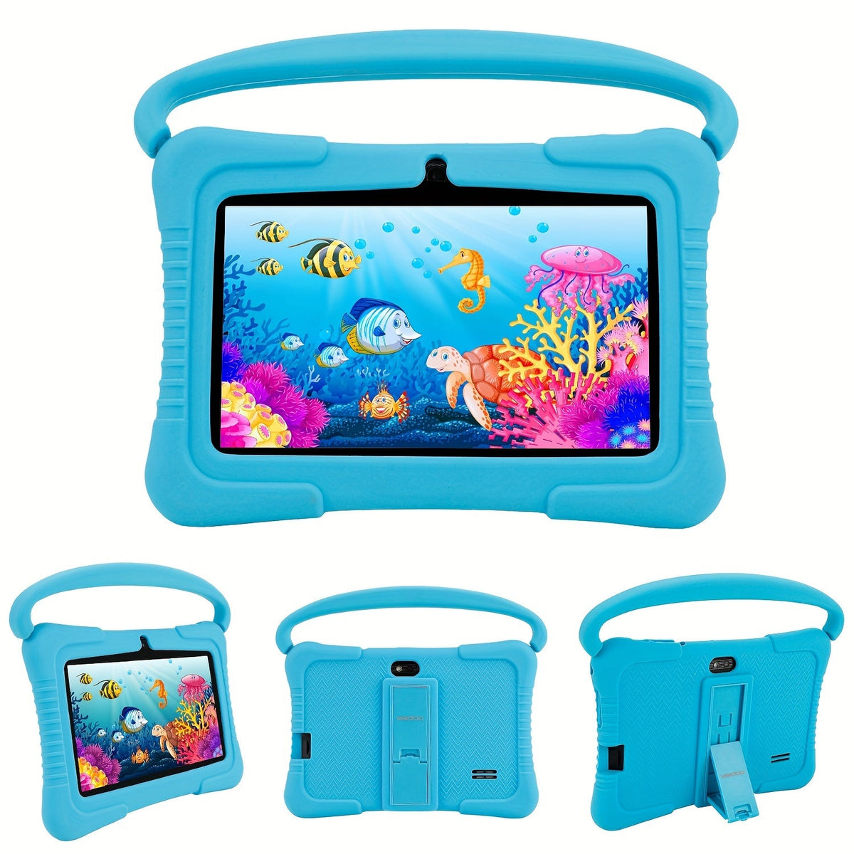 Kids Tablet 7 Inch Veidoo Android WiFi Eye Protection Screen Dual Camera Parental Control Educational Games Drop-Proof Silicone Cover 1+16GB 2+32GB Blue Pink Children Tablet Pad