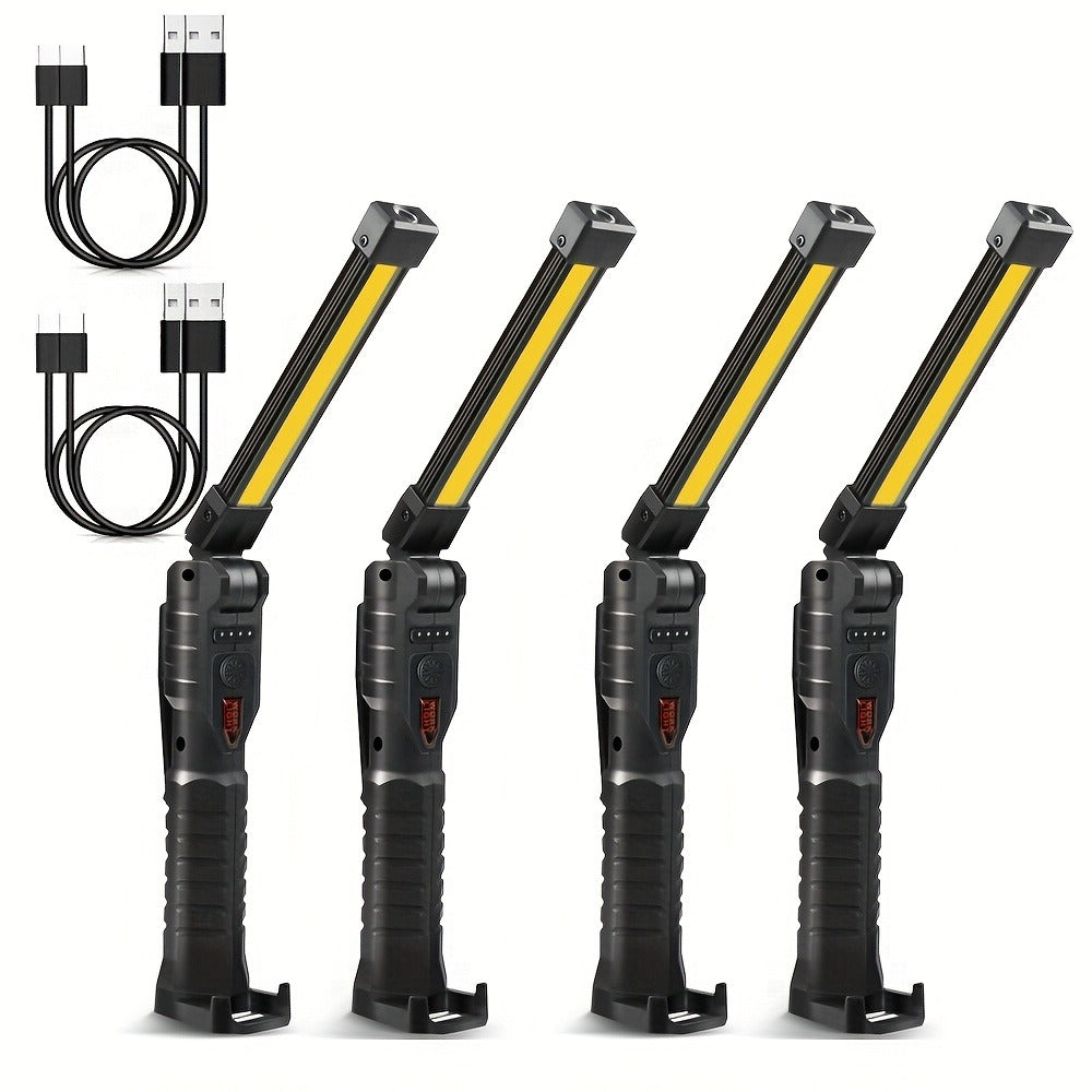 COB LED Work Light Magnetic Base Rechargeable USB 20000 Lumens 7 Modes 180° Rotation Portable Hanging Flashlight with Built-in Battery Power Bank Function for Workshop Garage Car Repair 1/2/4 Pack
