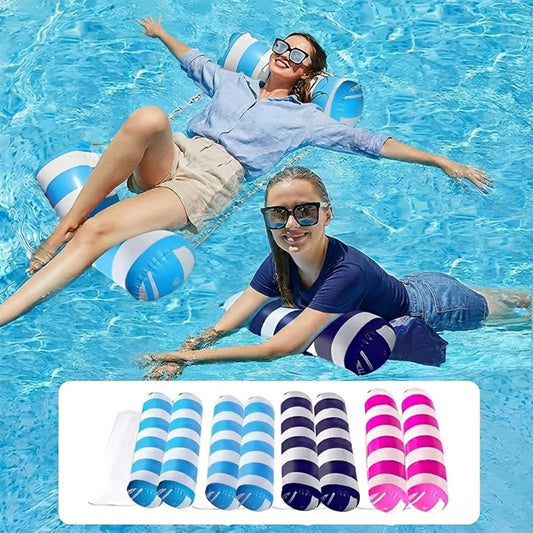Inflatable Swimming Ring Pool Float for Adults, Striped PVC in 2, 4, or 6-Pack