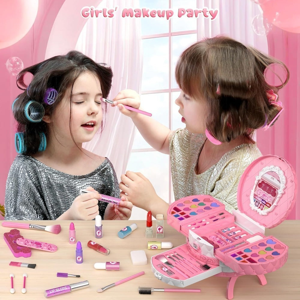Kids Washable Makeup Kit for Dress-Up Play, Pink or Purple Options