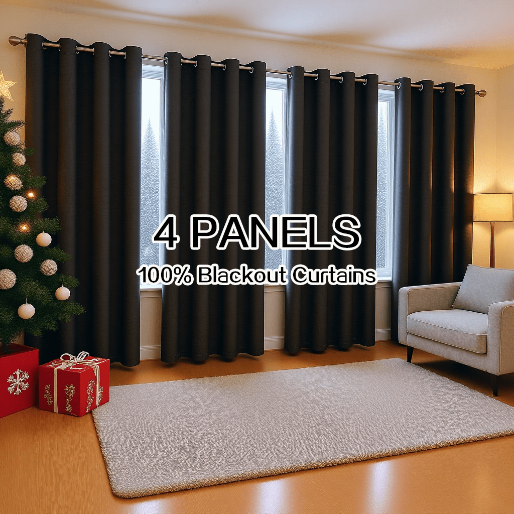 Blackout Curtains 4 Panels – 100% Light Blocking Thermal Insulated Soundproof Privacy Window Curtains for Bedroom Living Room