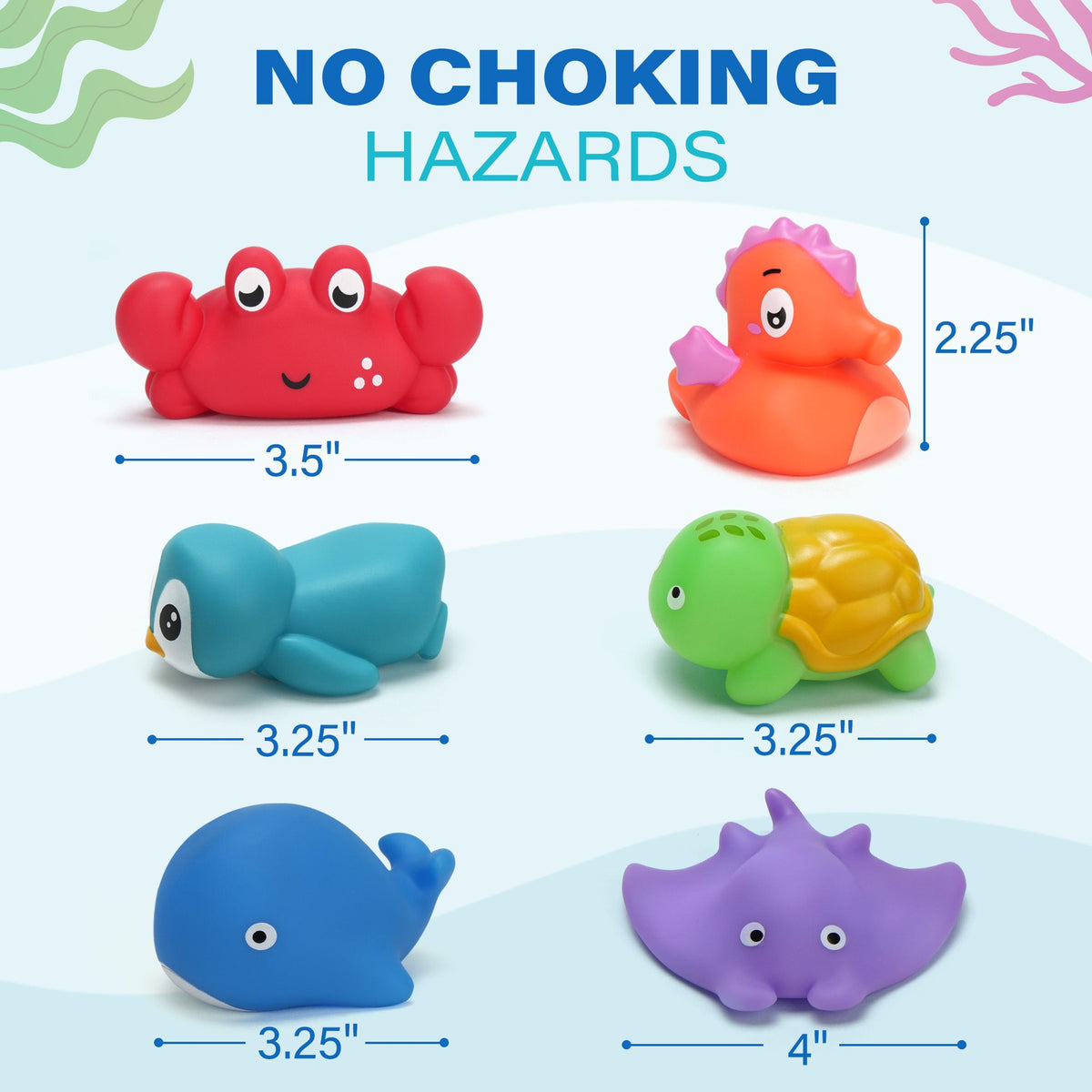 Color Changing Baby Bath Toys 6pcs No Hole – Sea Animal Bathtub Squirt Toys for Toddlers & Kids | Mold-Free BPA-Free | Christmas Birthday Gift for Boys & Girls Ages 1-6