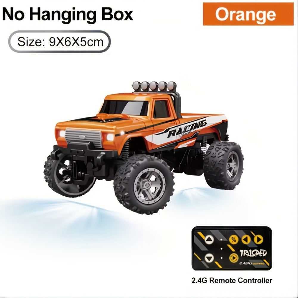 Mini RC Car – 1/64 Scale Alloy Off-Road Monster Truck with 2.4GHz Remote & Shock Absorbers