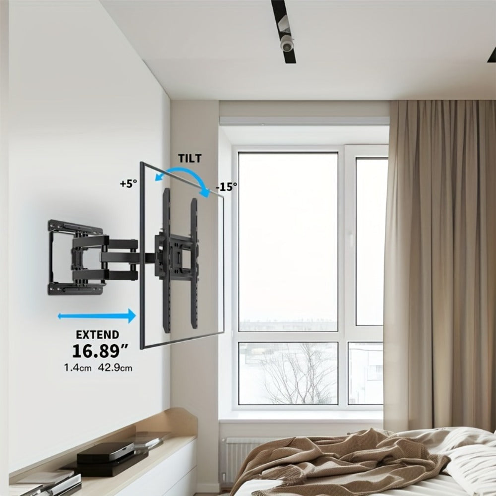 Full Motion TV Wall Mount 37-75 Inch – Heavy Duty Dual Arm Swivel Tilt, 132 lbs Capacity, VESA 600x400mm, Extends 15.4 Inch, Fits LED LCD OLED Flat Curved Screens, Cable Management Included