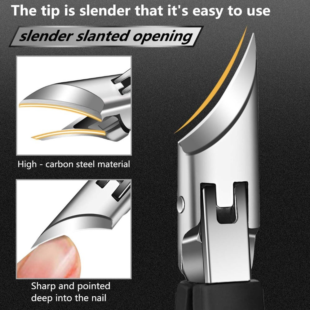 Nail Clippers Set 6 Piece Heavy Duty for Thick Toenails & Ingrown Nails – Ultra-Wide Slanted Blades Toenail Lifter Nail File Large Cutter, Ergonomic Pedicure Kit for Men Seniors